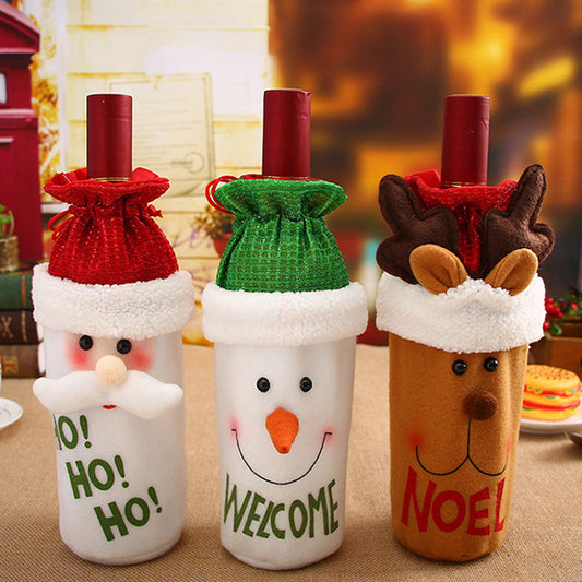 1PC Cute Christmas Red Wine Bottle Cover Bags