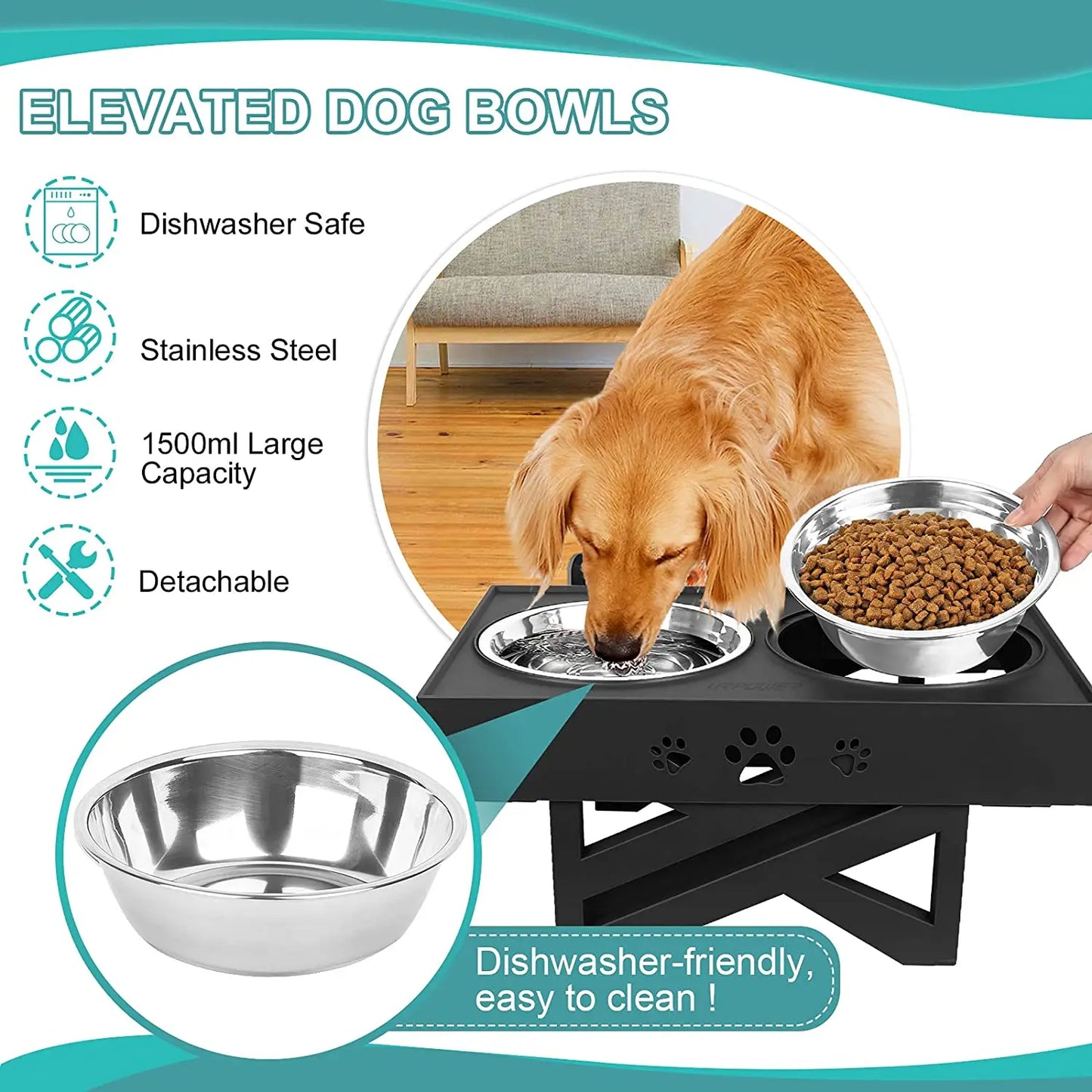 Double Dog Bowls with Adjustable Stand