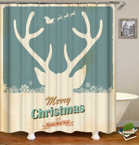 Reindeer Christmas Vintage Tin Plate Shower Curtain