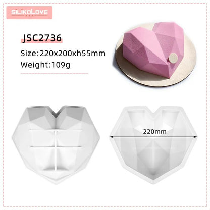3D Silicone Diamond Heart Shape Mold