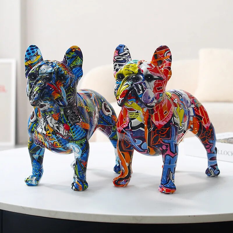 Colorful Standing French Bulldog Resin Statue