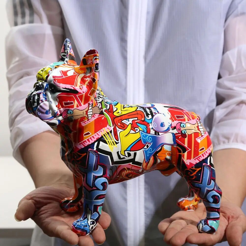 Colorful Standing French Bulldog Resin Statue