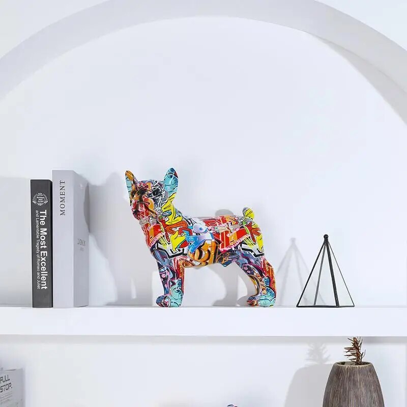 Colorful Standing French Bulldog Resin Statue