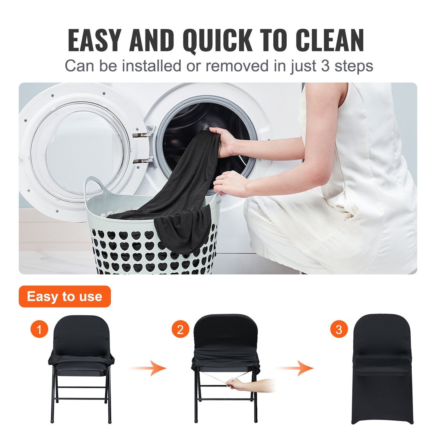VEVOR Stretch Spandex Folding Chair Covers (30PCS Black)