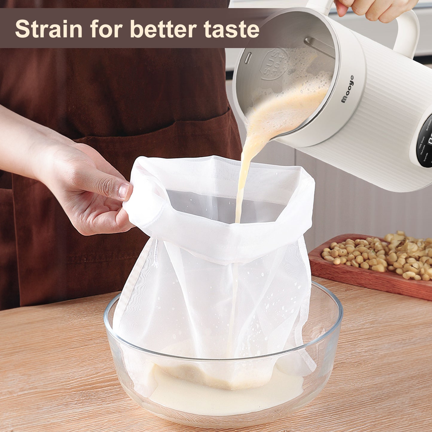 Mooye 35oz Automatic Nut Milk Maker with Nut Milk Bag