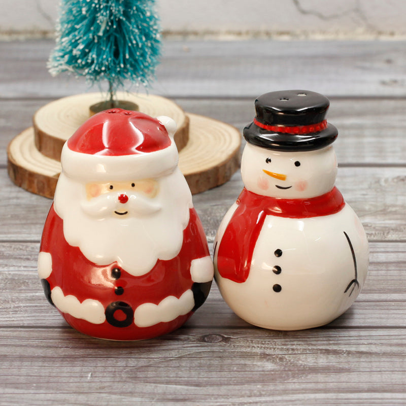 Christmas Salt/Pepper Ceramic Container Set