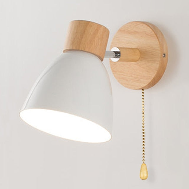 Wooden Lamp With Switch Wall Sconce