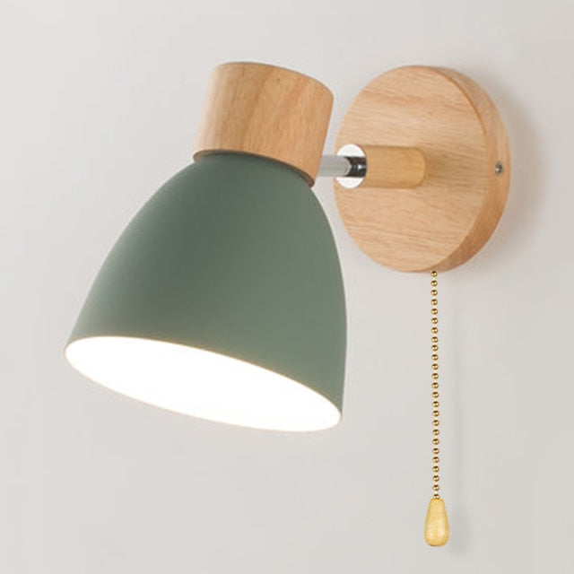 Wooden Lamp With Switch Wall Sconce