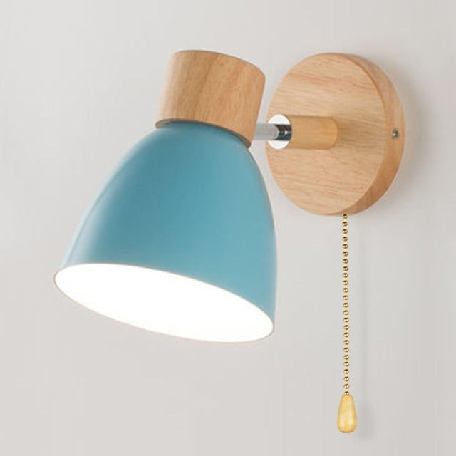 Wooden Lamp With Switch Wall Sconce