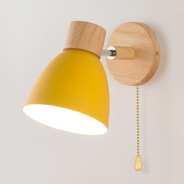 Wooden Lamp With Switch Wall Sconce