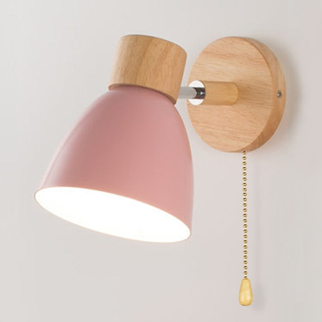Wooden Lamp With Switch Wall Sconce