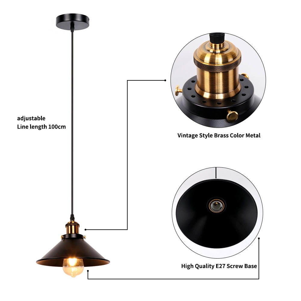 Retro LED Iron Black Pendant Hanging Lamp
