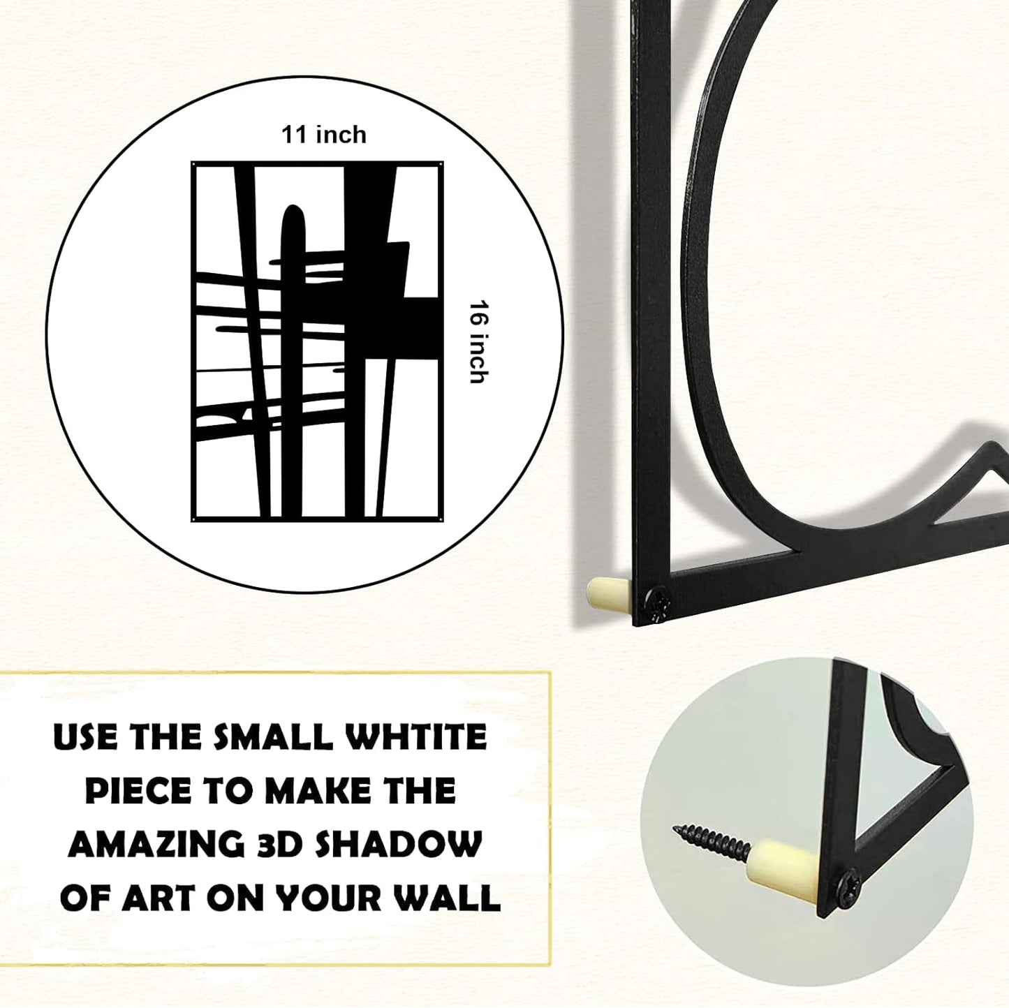 4-Pack Black Abstract Metal Wall Art: Minimalist Decor