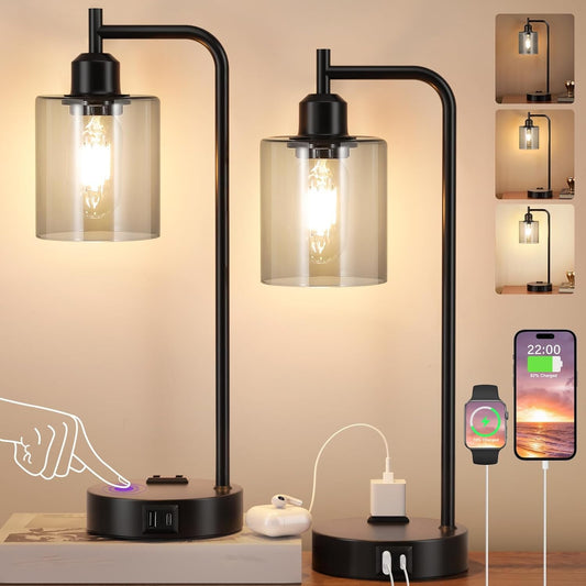 Set of 2 InnQoo 3-Way Dimmable Industrial Touch Lamps