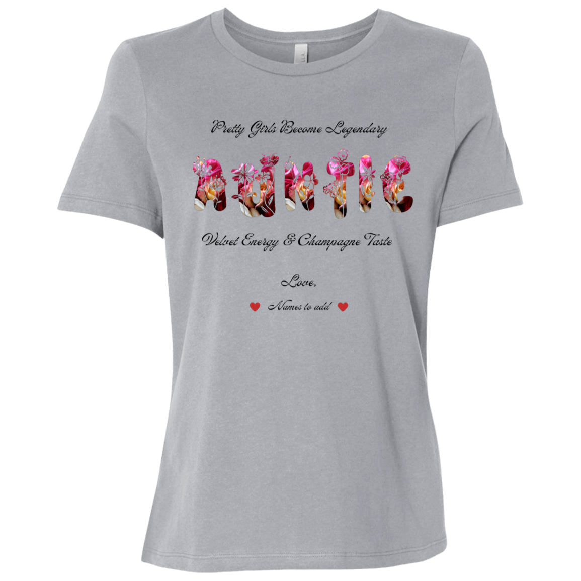 Athletic Grey t-shirt featuring vibrant flowers, elegant botanical accents, and stylish typography with text and graphics on a transparent background