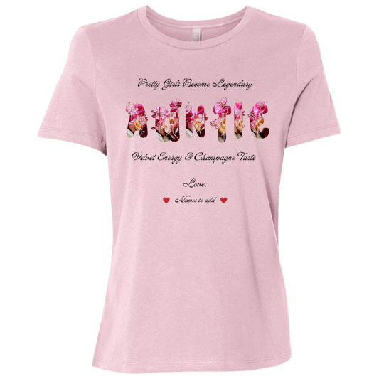 Pink t-shirt featuring vibrant flowers, elegant botanical accents, and stylish typography with text and graphics on a transparent background