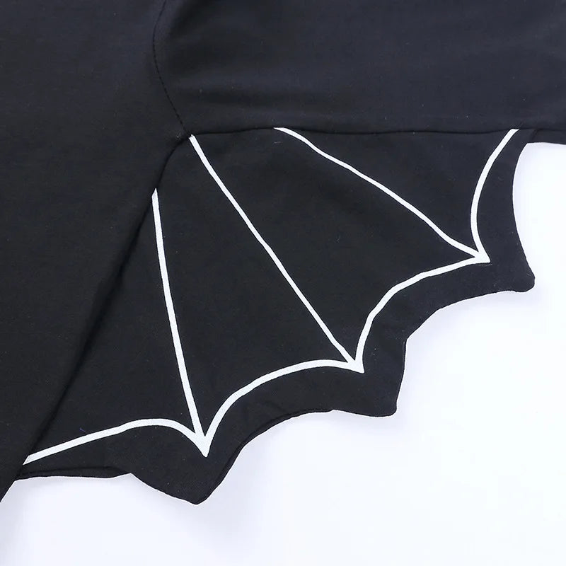 Black bat wing design on a white background