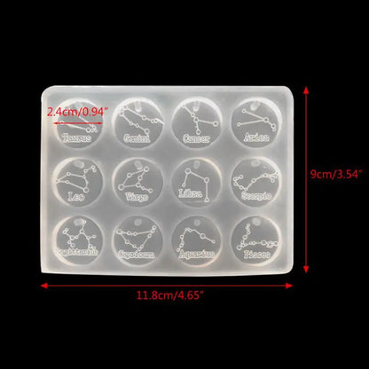 Silicone mold with zodiac designs on a black background