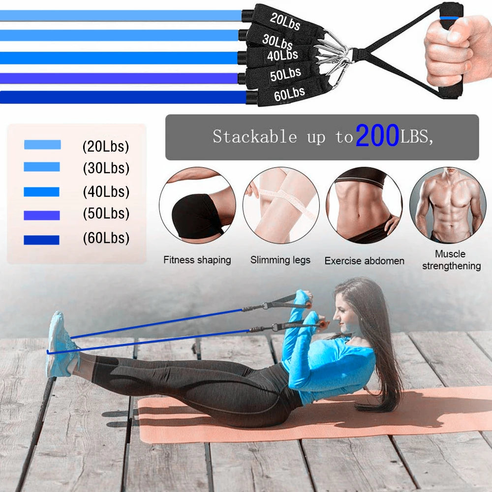 150-200lb Fitness Resistance Bands 11/17pcs Set