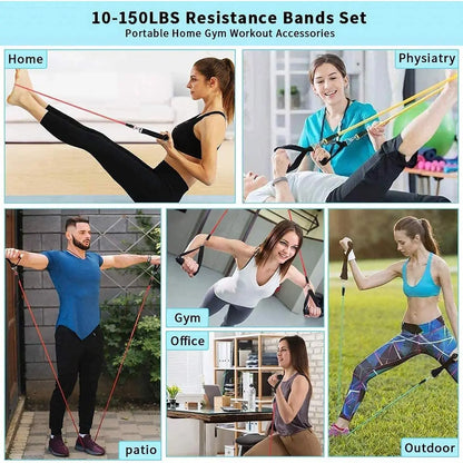 150-200lb Fitness Resistance Bands 11/17pcs Set