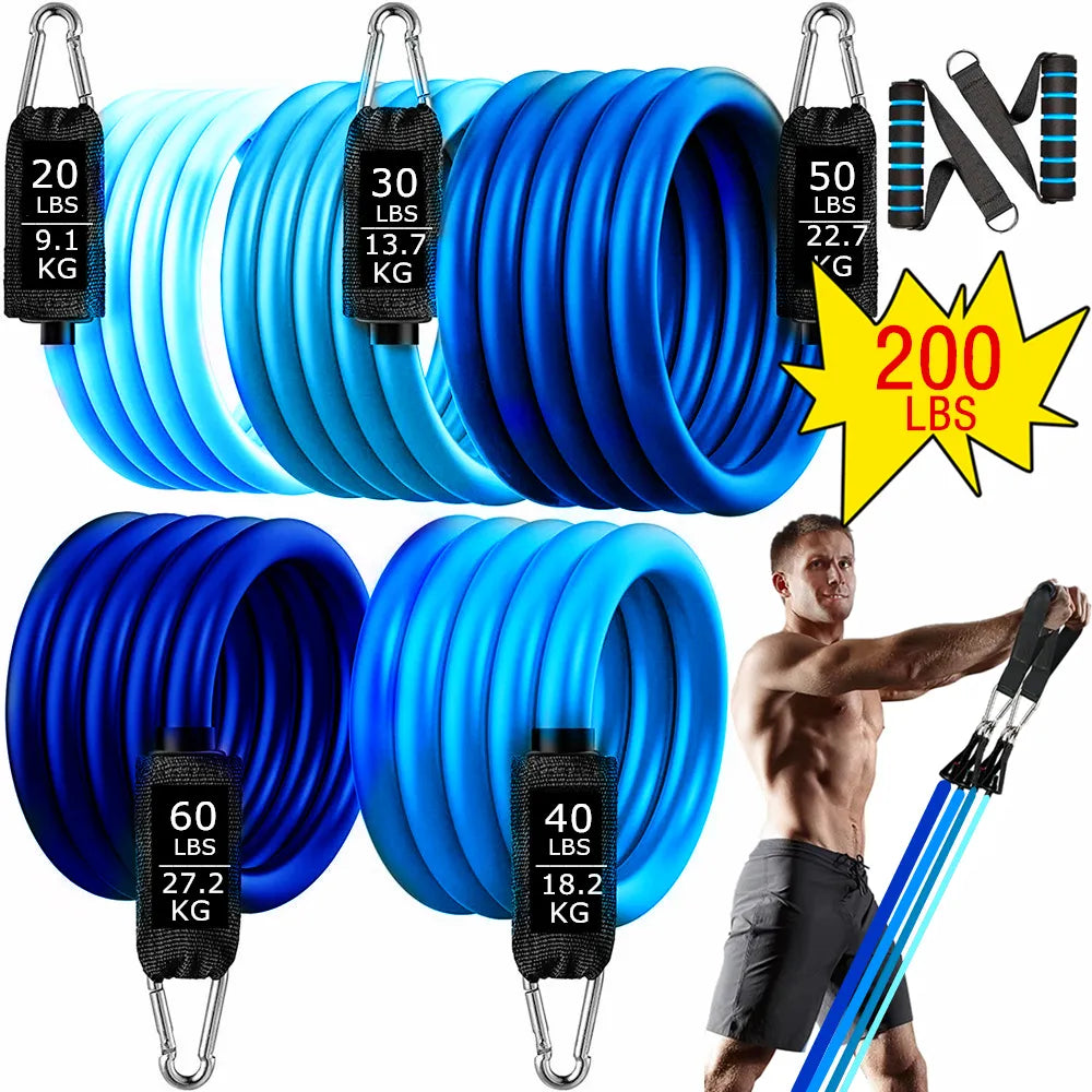 150-200lb Fitness Resistance Bands 11/17pcs Set