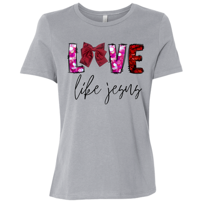 Athletic Grey t-shirt with 'LOVE life Jesus' t-shirt featuring a stunning bow integrated into the word LOVE