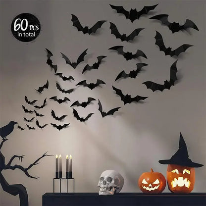 3D PVC Bat Stickers Halloween Decoration