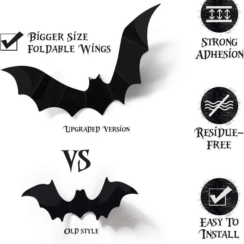 3D PVC Bat Stickers Halloween Decoration