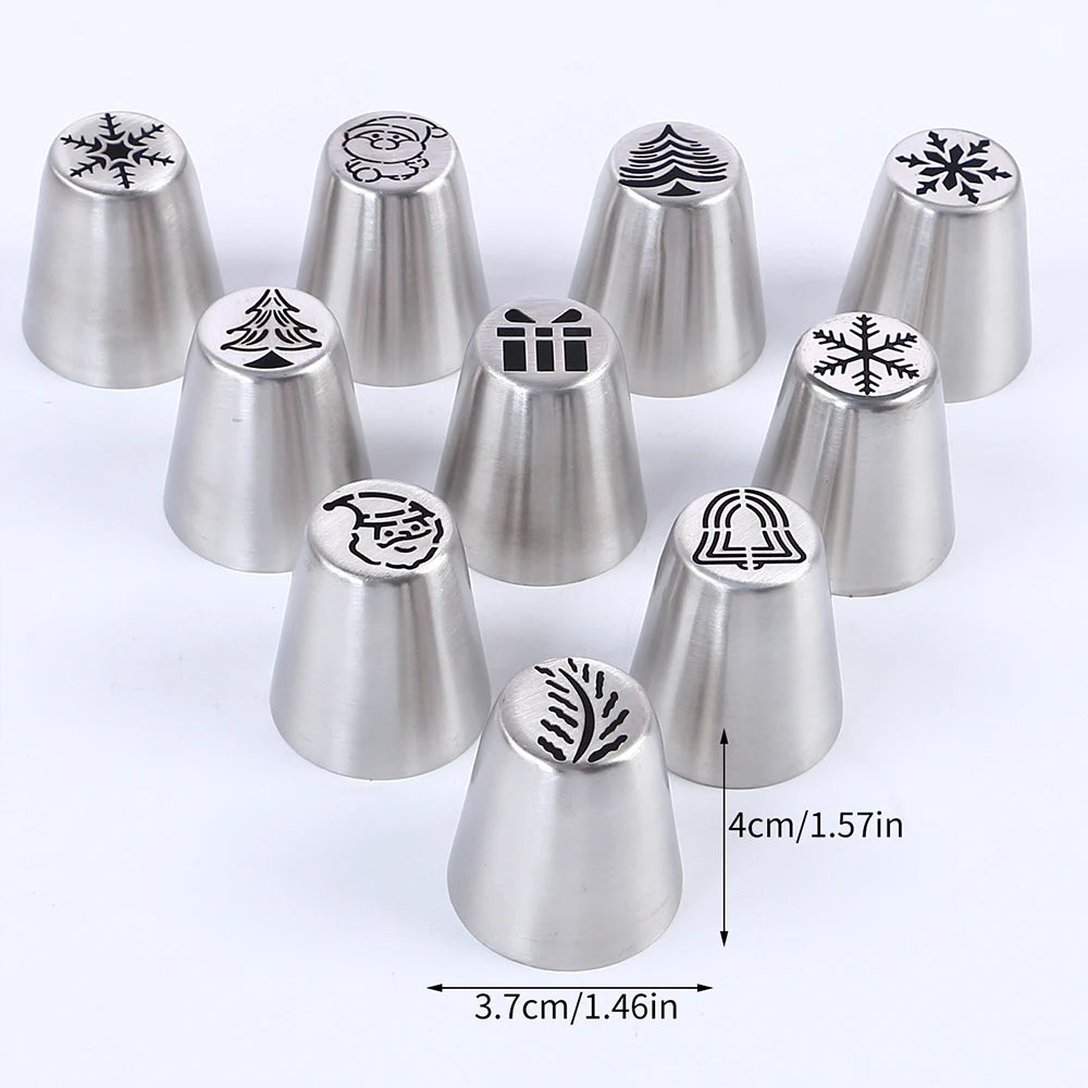 10Pcs Russian Piping Christmas Cake Decorating Tips Set