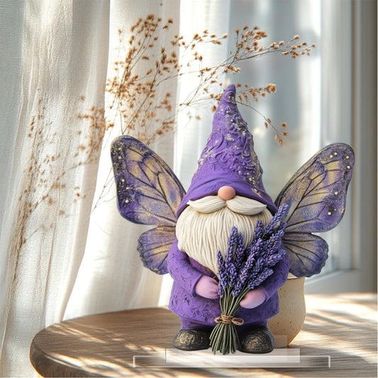 Charming Purple Lavender Garden Gnome