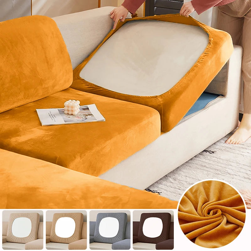 Elastic Velvet Sofa Seat Cushion Cover