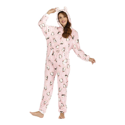 Women Hooded Flannel Onesies