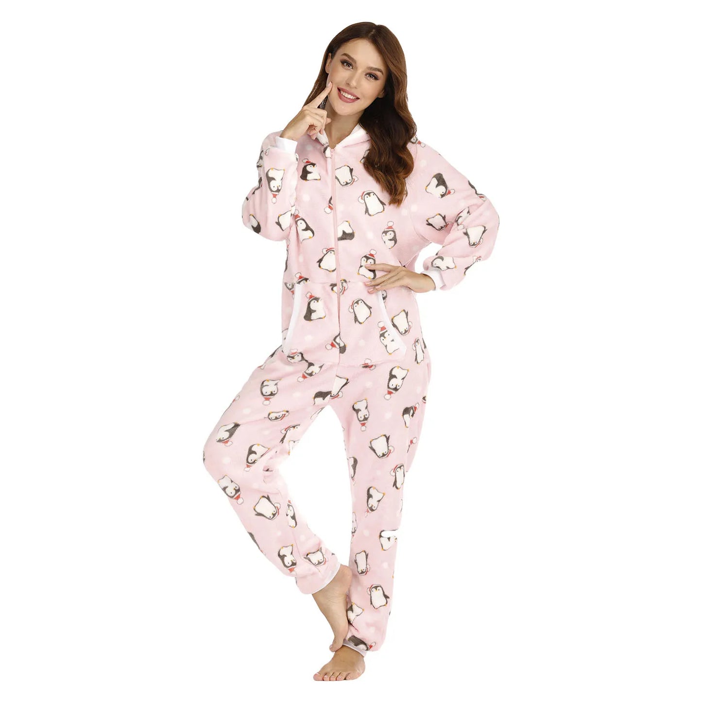 Women Hooded Flannel Onesies