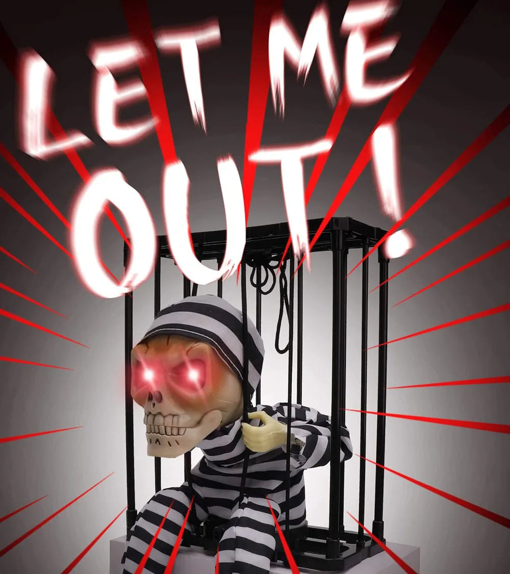 Scary Skeleton Prisoner Talking Decoration