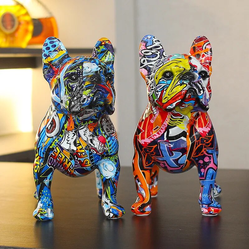 Colorful Standing French Bulldog Resin Statue