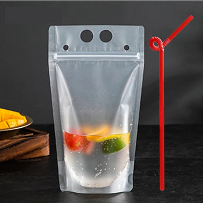 UNTIOR Resealable Drink Pouches with Straw