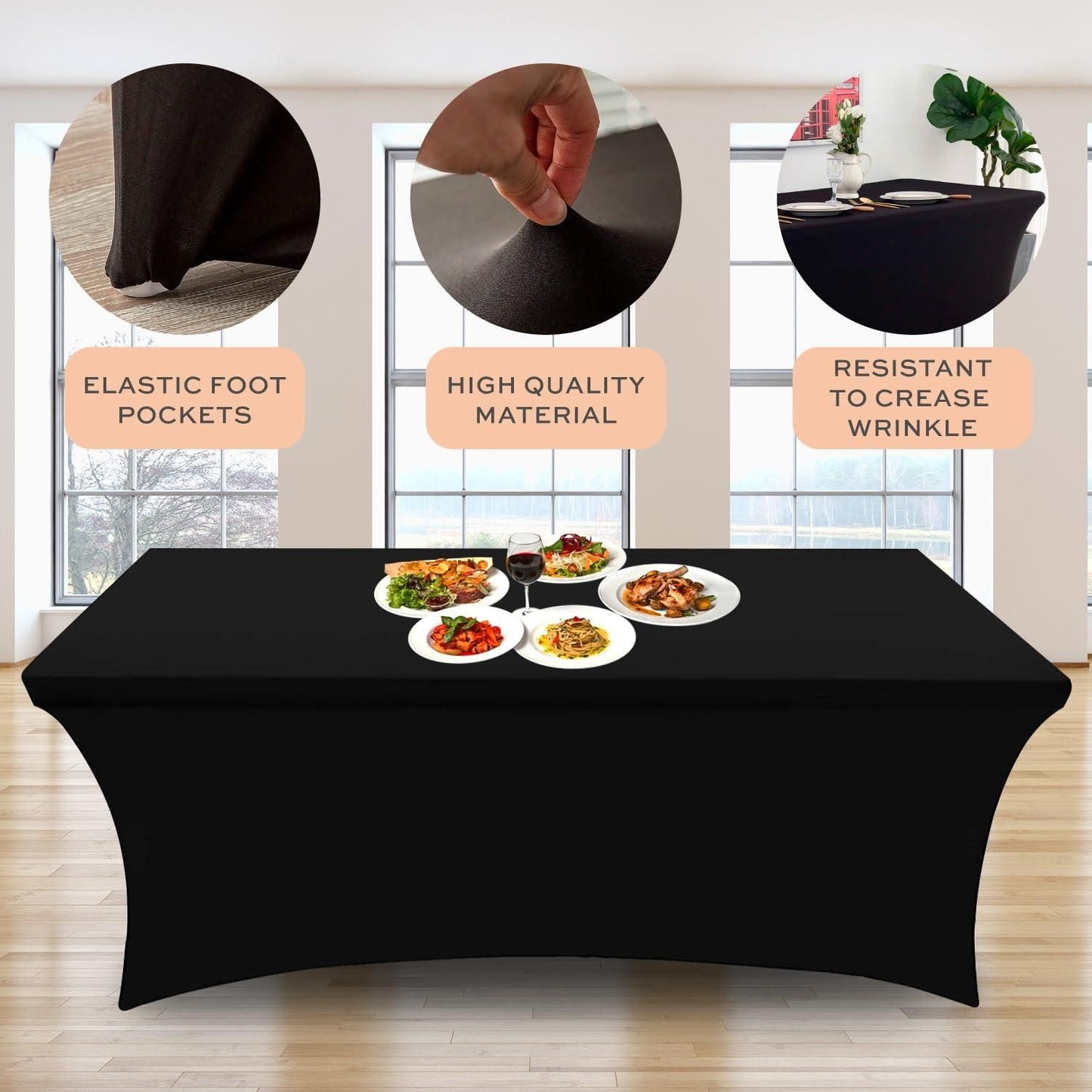 Stretch Spandex Table Covers 4FT Fitted Tablecloths Pack of 2