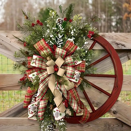 1pc Christmas Red Wagon Wheel Wreath