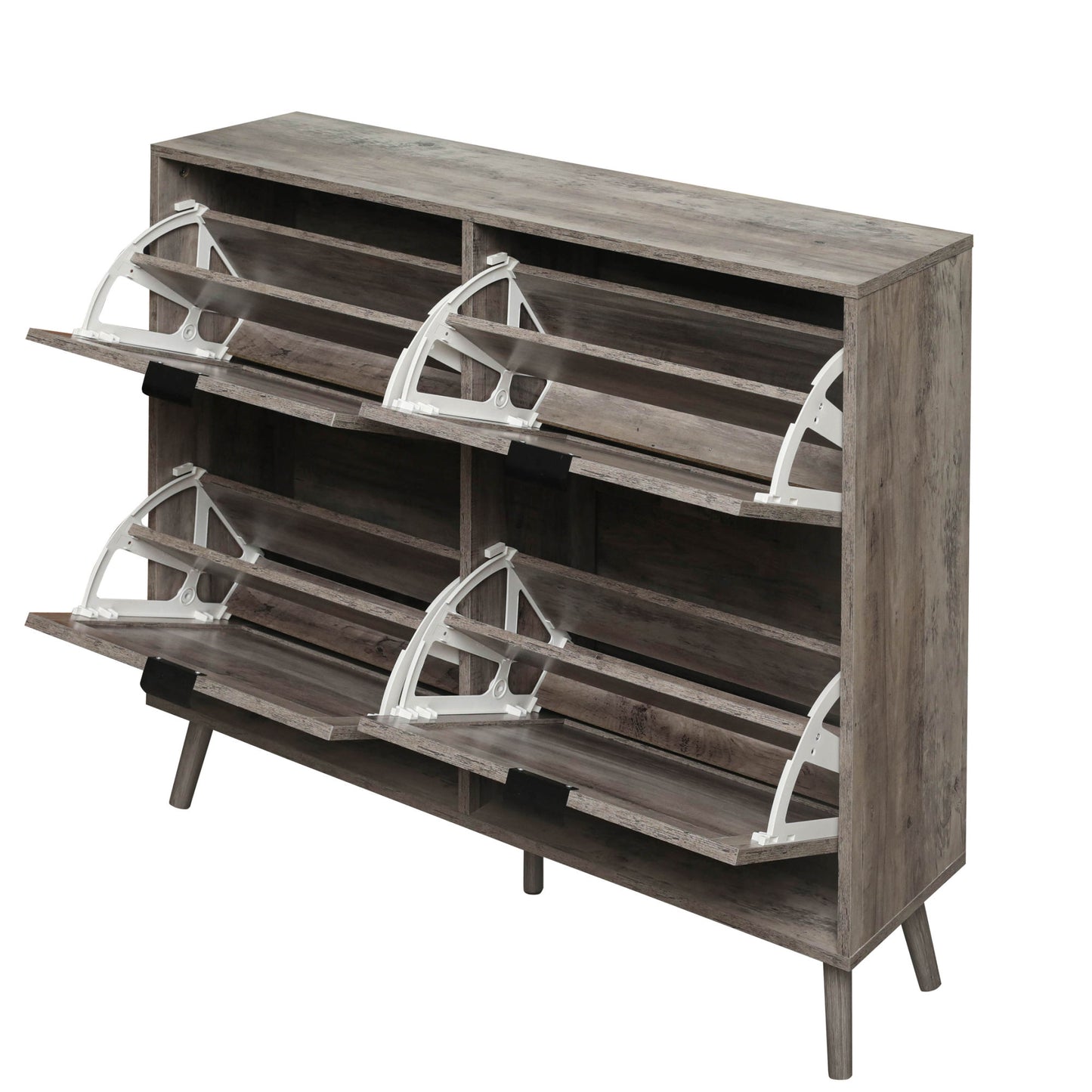 4 Door Shoe Rack, Freestanding Modern Shoe Storage Cabinet