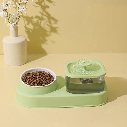 Pet Water Dispenser and Feeding Bowl 2-in-1