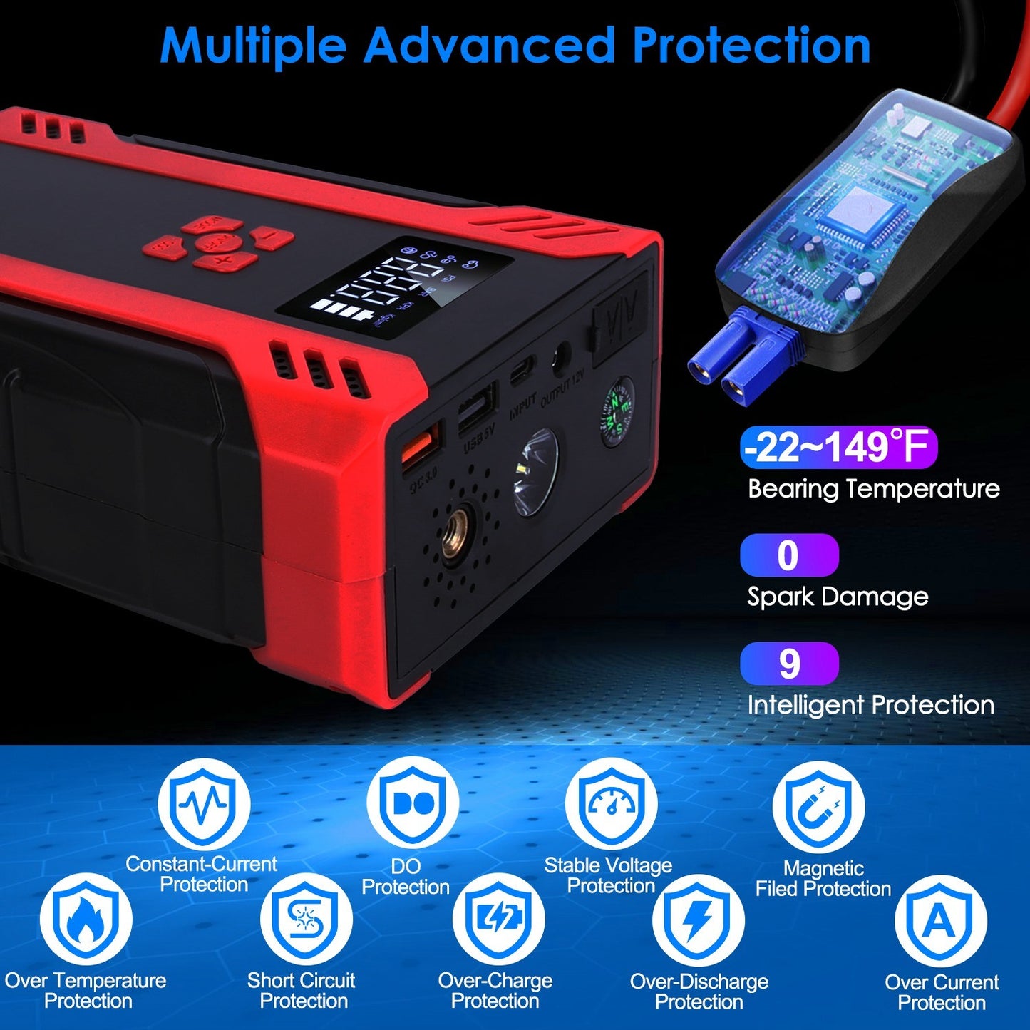 Portable Car Battery Starter with Air Compressor Booster