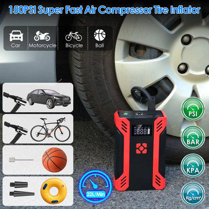 Portable Car Battery Starter with Air Compressor Booster