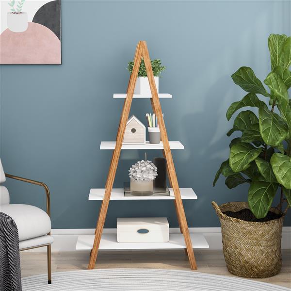 Solid Bamboo Wood Oxford 'A' Frame Ladder Display Bookshelf