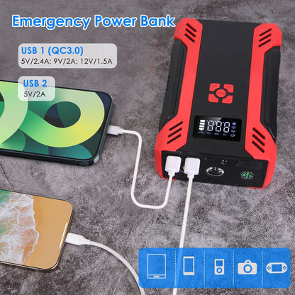 Portable Car Battery Starter with Air Compressor Booster