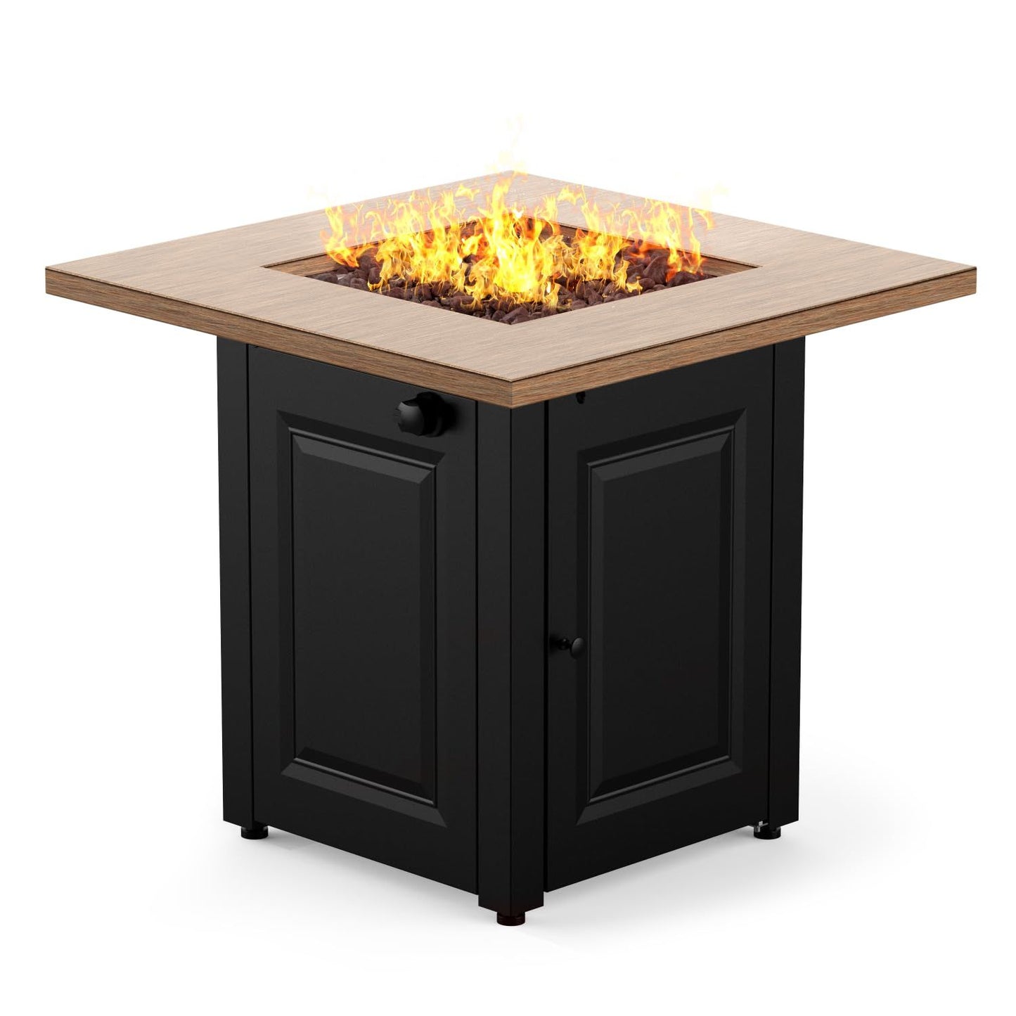 28 In Gas Fire Pit Table, 50000 BTU Propane Fire Pit Table with Lid & Lava Rocks