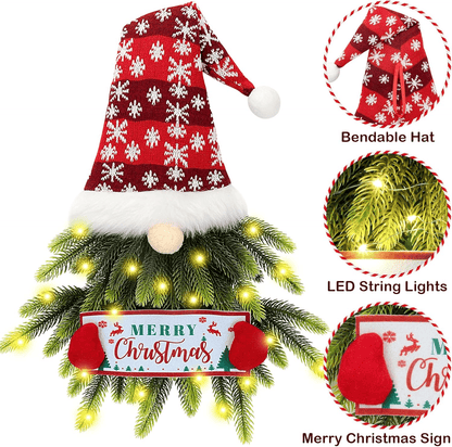 Lighted Gnome Christmas Door Wreath