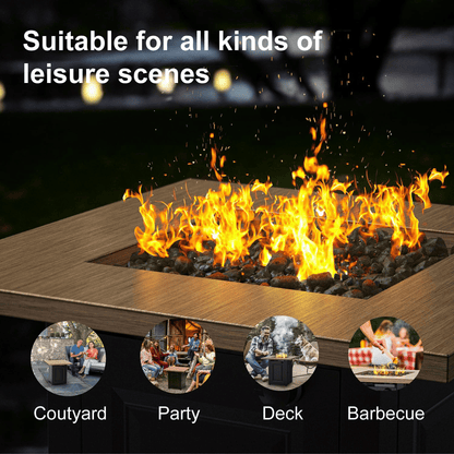 28 In Gas Fire Pit Table, 50000 BTU Propane Fire Pit Table with Lid & Lava Rocks