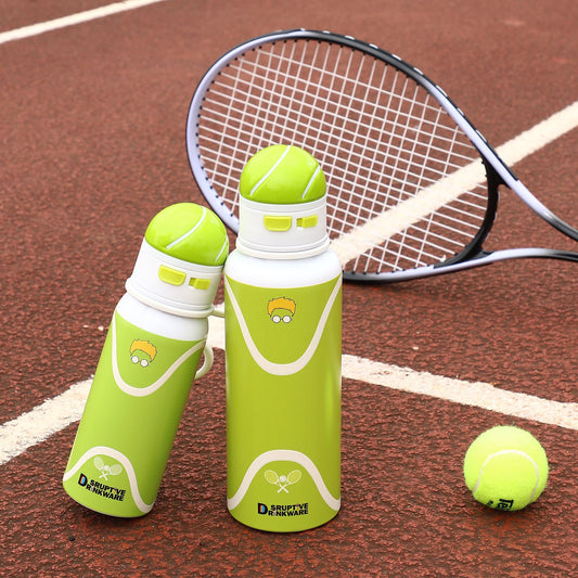 Tennis Pattern Straw Lid Water Bottle