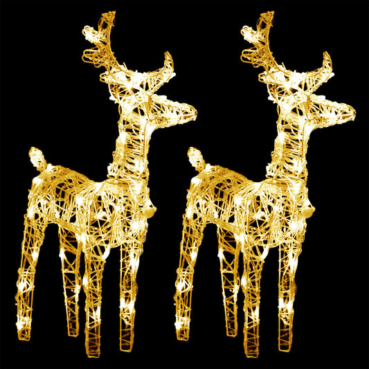 2 pcs Christmas Reindeers Warm White 80 LEDs Acrylic
