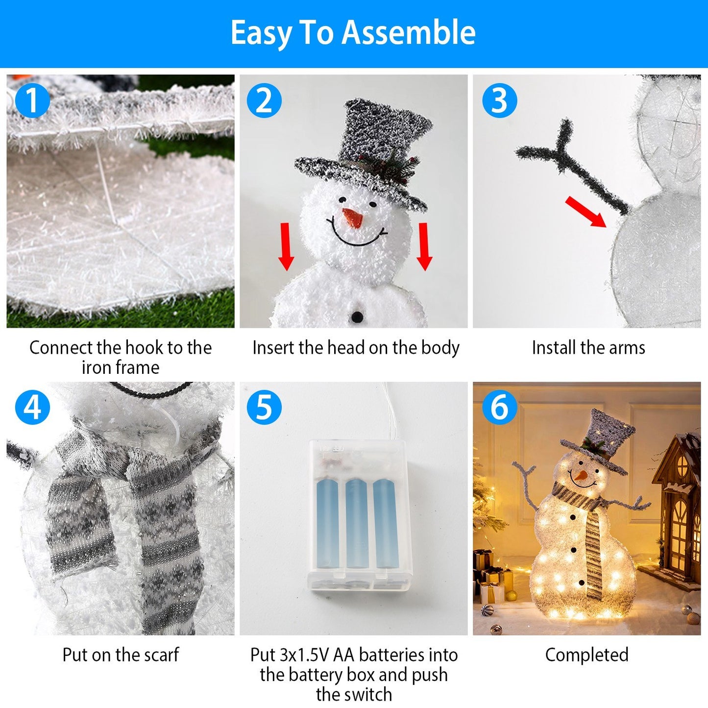 LED/Battery Operated Snowman Collapsible Decoration